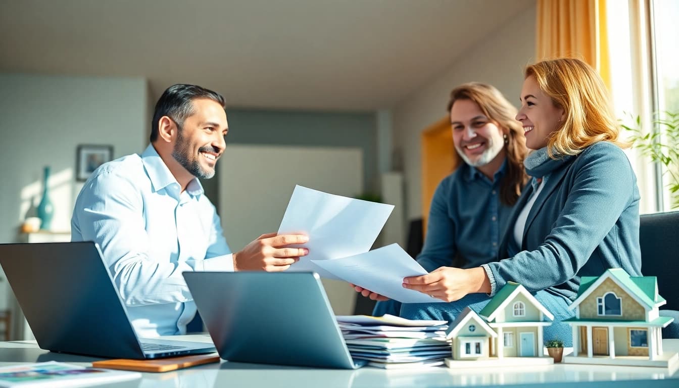 Explore warranty protection for cars and homes with an insurance agent and homeowner in an office.