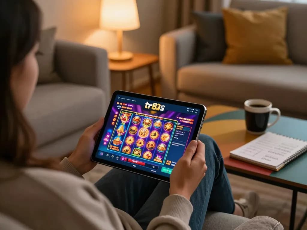Engaging gameplay on tr88 com casino app while enjoying a cozy home environment.