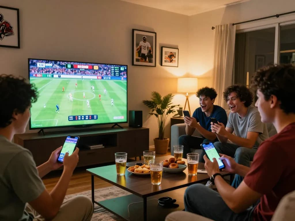 Cakhiatv offers thrilling sports betting experiences, showcasing friends celebrating wins at home.