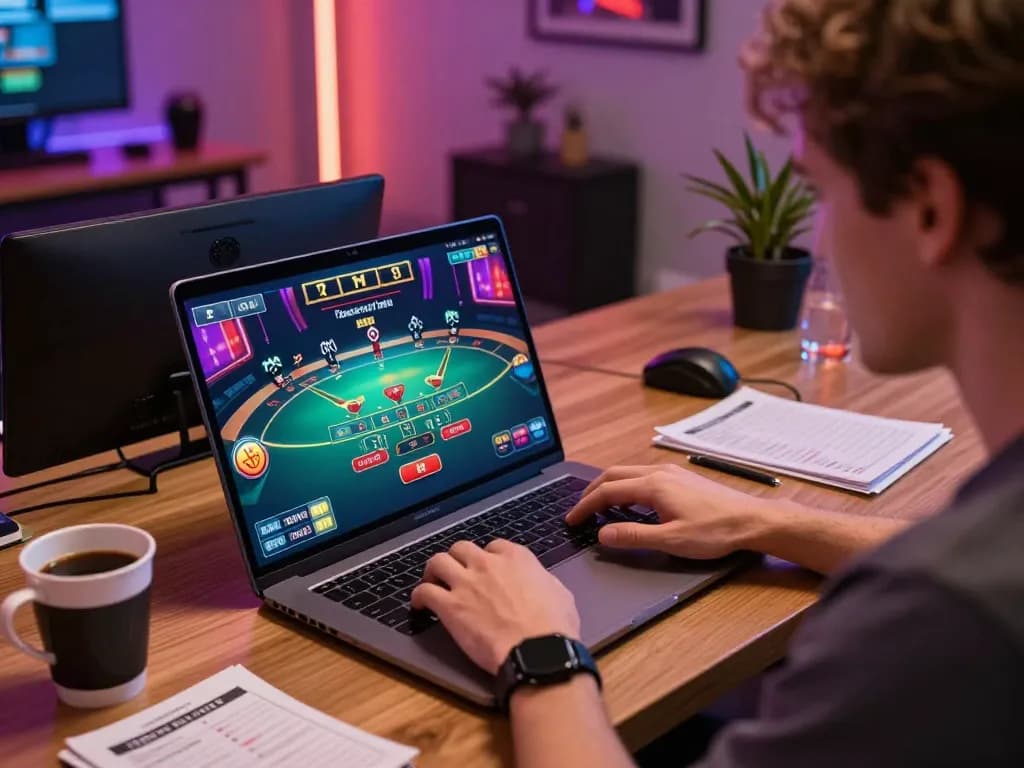 Engaging with https://n188.build/ through an exciting live dealer blackjack game on a modern home setup.