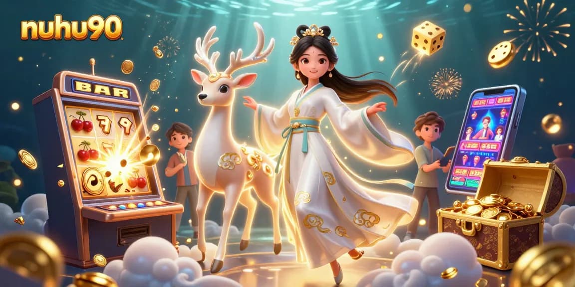 Experience the dynamic online gaming with nuhu90's 3D slot machines and casino scene.