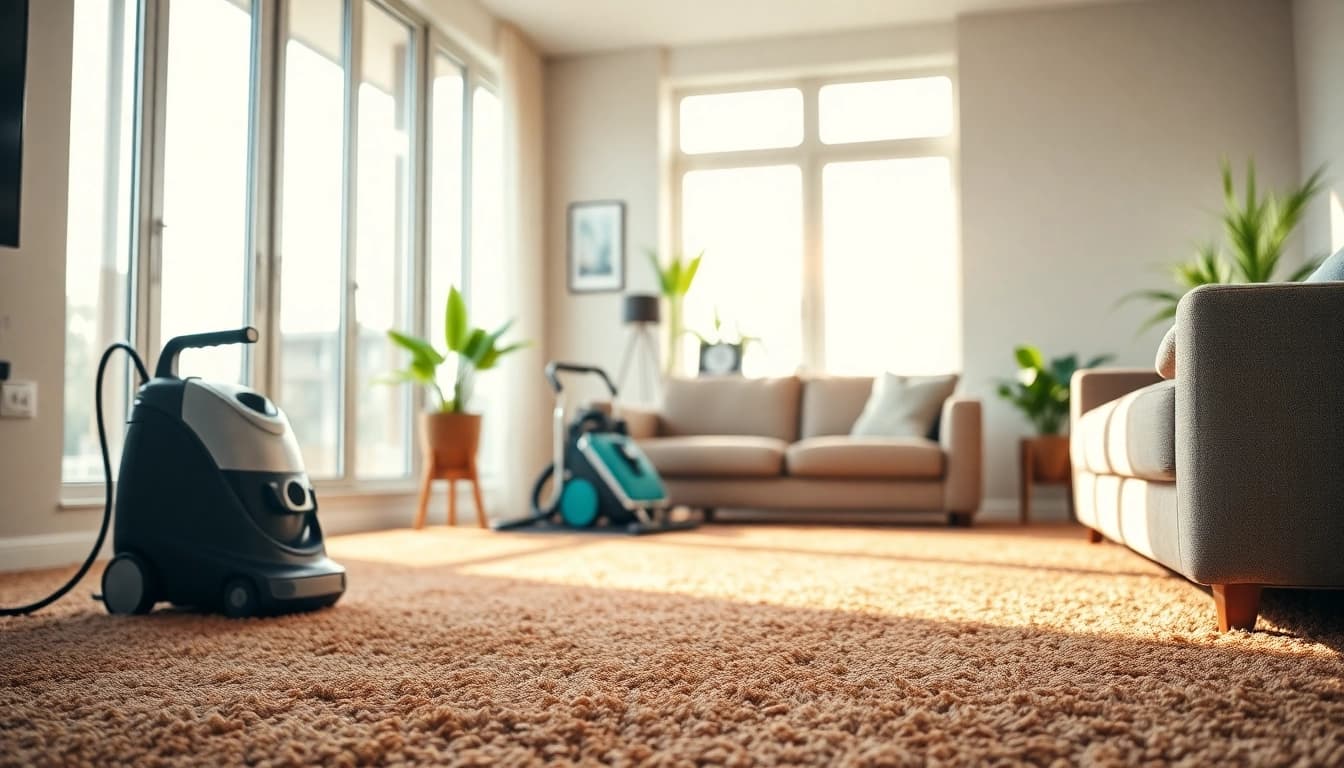 Showcasing carpet cleaning specials in a bright, inviting living space with freshly cleaned carpets.