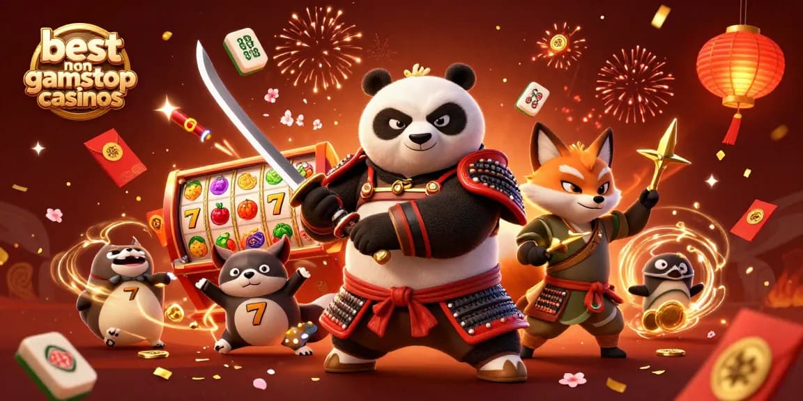 Experience the thrill of the best non gamstop casinos with dynamic illustrations of lively gaming elements.
