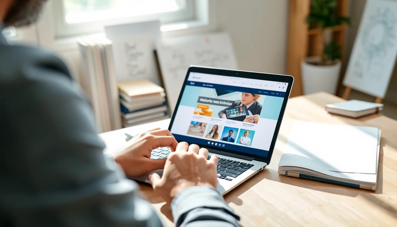 Creating a stunning Hereford Web Design layout in a bright office.