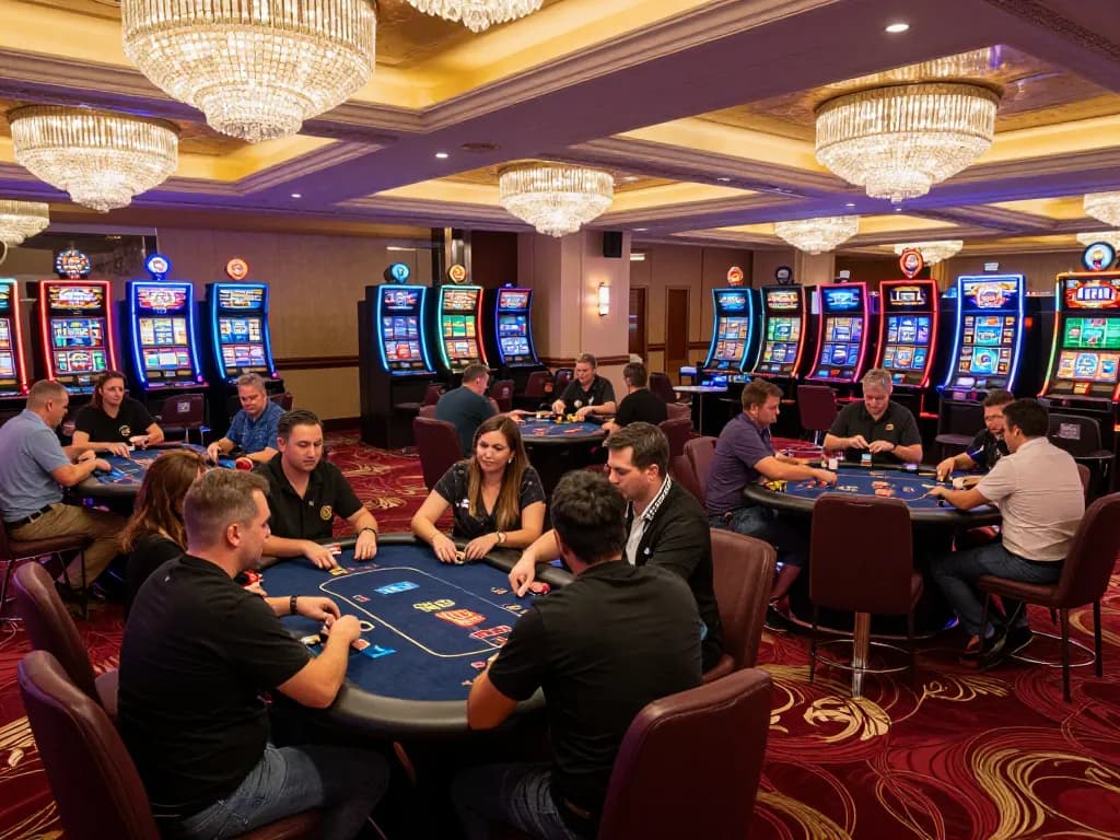 Casino players engaging in thrilling games at LC88, showcasing luxury and excitement
