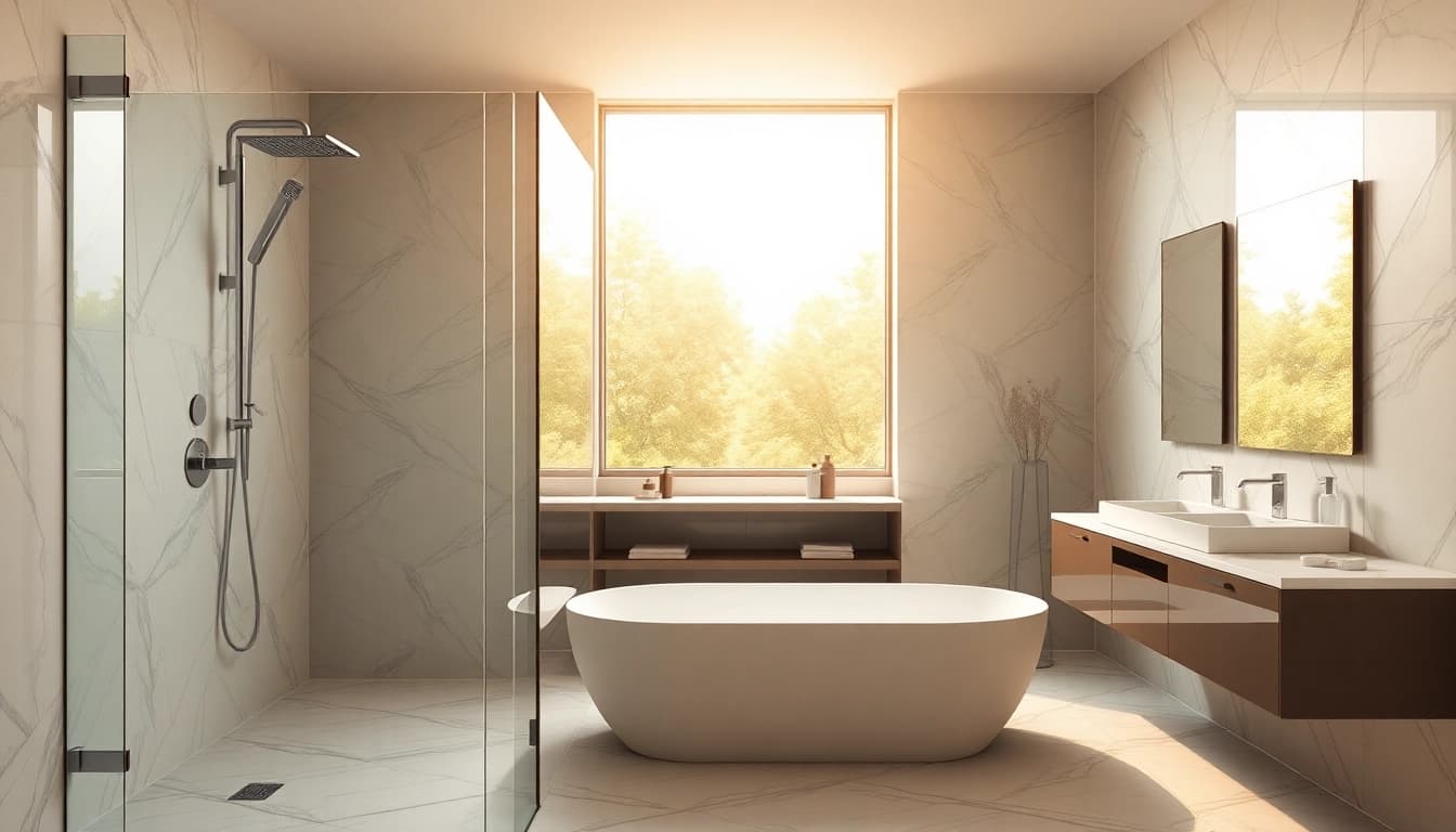 Elegant showers au highlighting luxurious designs in a modern bathroom setting.