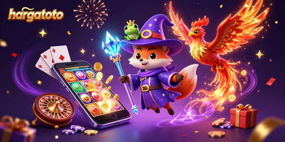 Experience the vibrant and exciting world of hargatoto's slot adventures with this enchanting illustration.