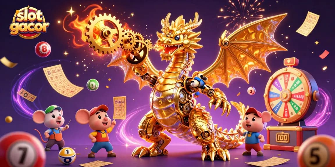 Enjoy exciting gameplay with slot gacor, featuring vibrant animations and dynamic dragon elements in a captivating casino scene.