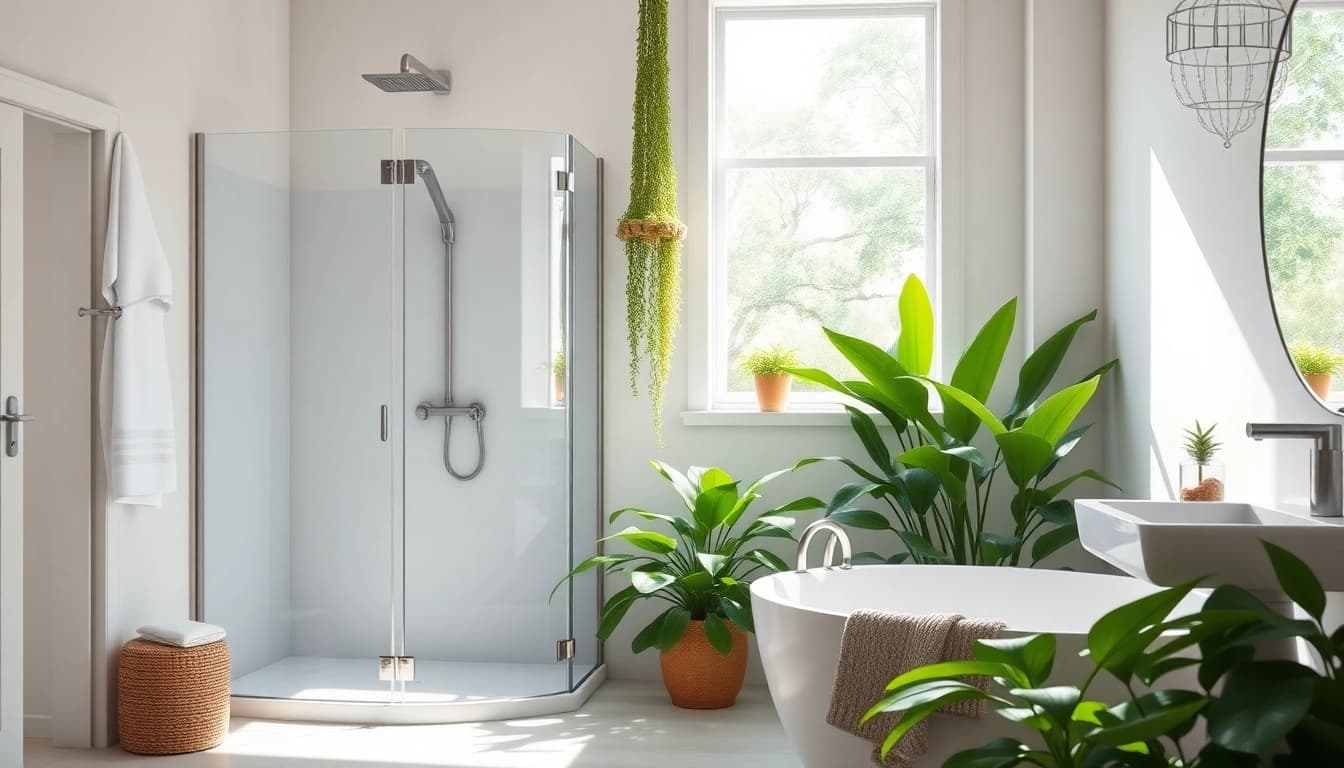 Admiring the elegant designs at sunny showers france in a modern bathroom setting.