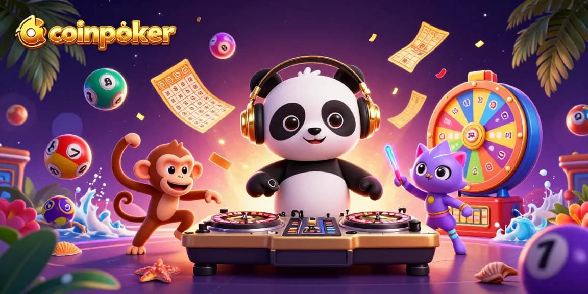 CoinPoker dynamise l'univers des jeux avec des personnages colorés et des éléments ludiques.