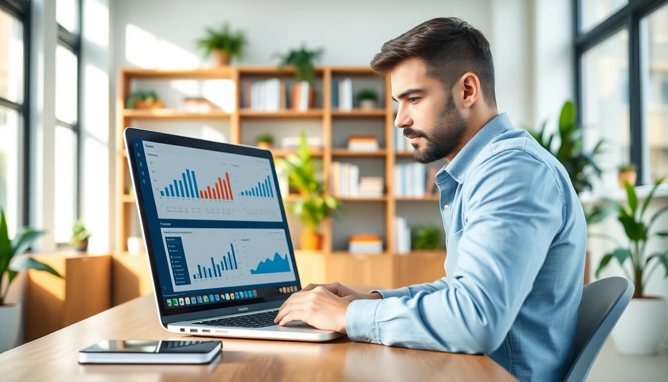 Data analysis of linkedin sales navigator data extraction in a modern office setup.