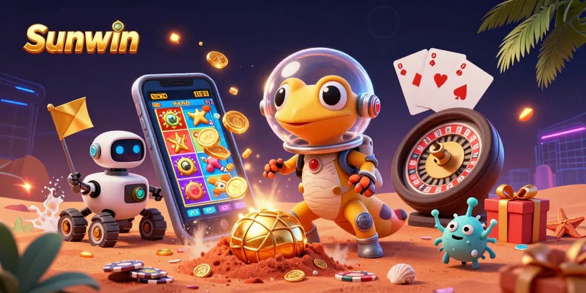 Sunwin offers an immersive casino experience with vibrant 3D gaming elements and characters.