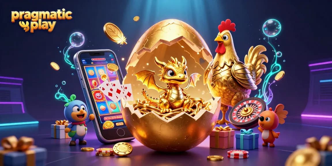 Experience the magical world of pragmatiac play with a golden dragon surrounded by casino elements.