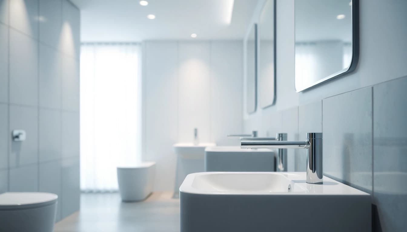 Sonni sanitär GmbH bietet moderne Sanitärlösungen in einem stilvollen Badezimmer.