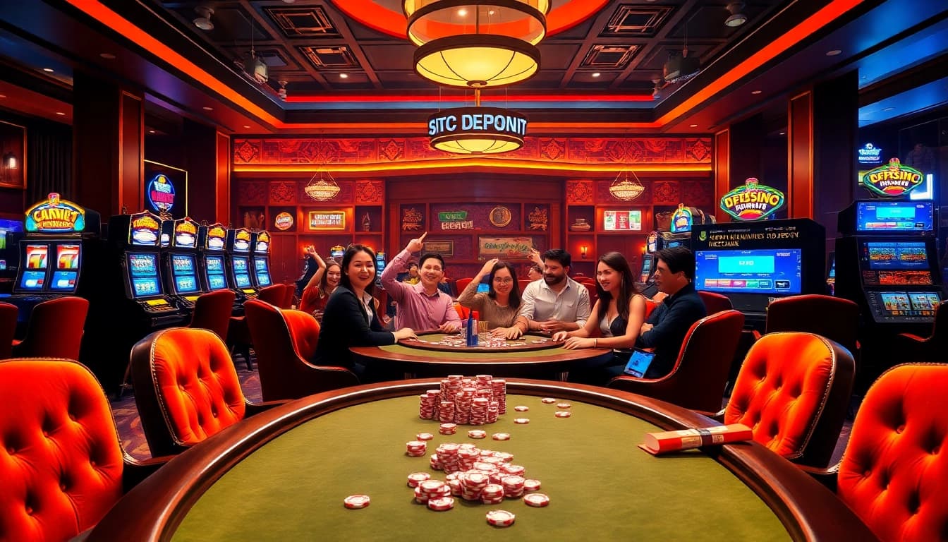 Pemain bermain game seru di kasino yang menampilkan fitur situs deposit 5k dengan taruhan minimum rendah.