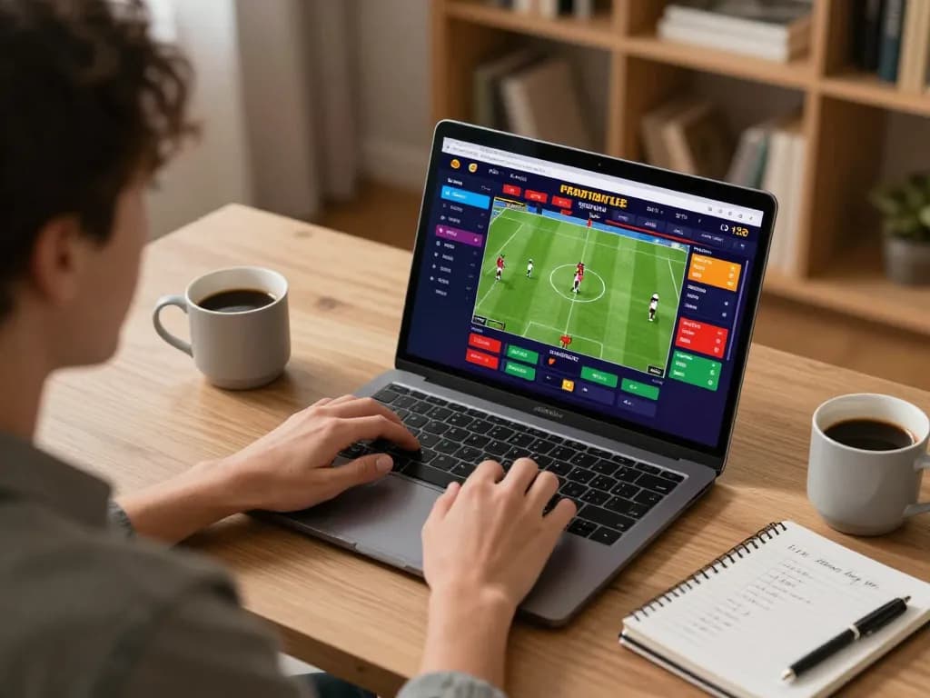 g28 user placing live bets on a laptop at home, showcasing betting excitement and strategic planning.