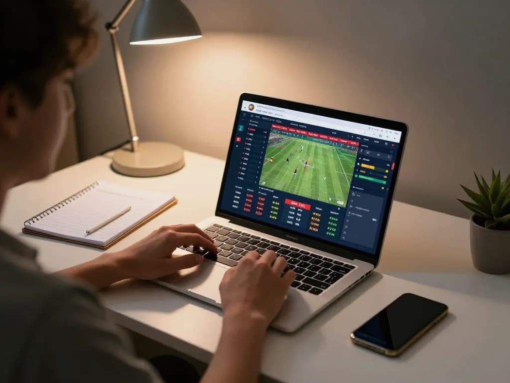 Soi keo nha cai for online betting displayed on laptop screen in a cozy home setting.