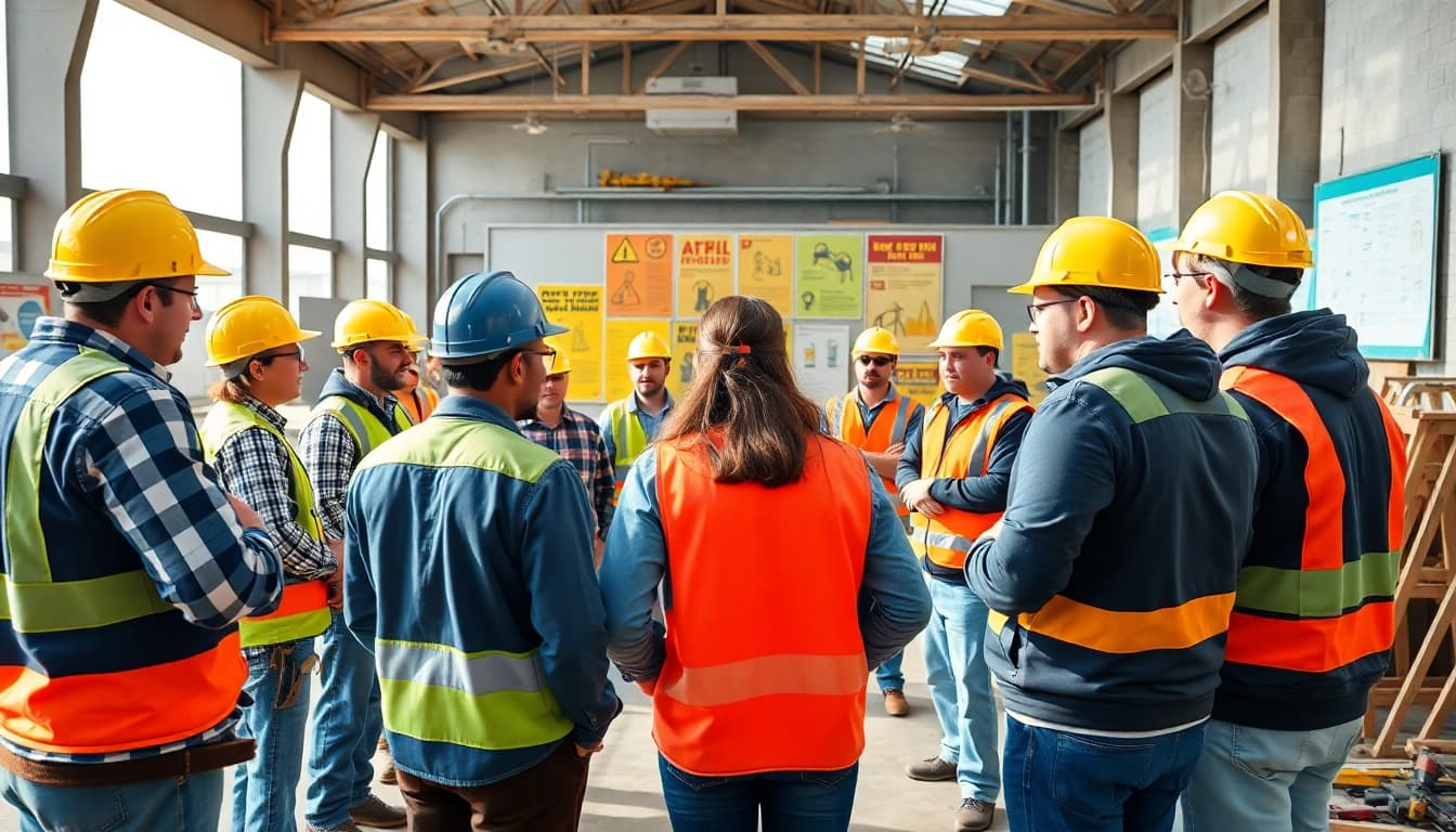 Engaging construction safety programs training with diverse workers in focus.