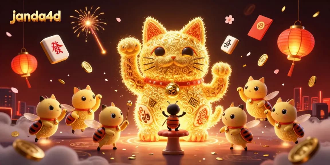 Fokus pada janda4d dengan simbol keberuntungan kasino dalam ilustrasi warna-warni yang dinamis
