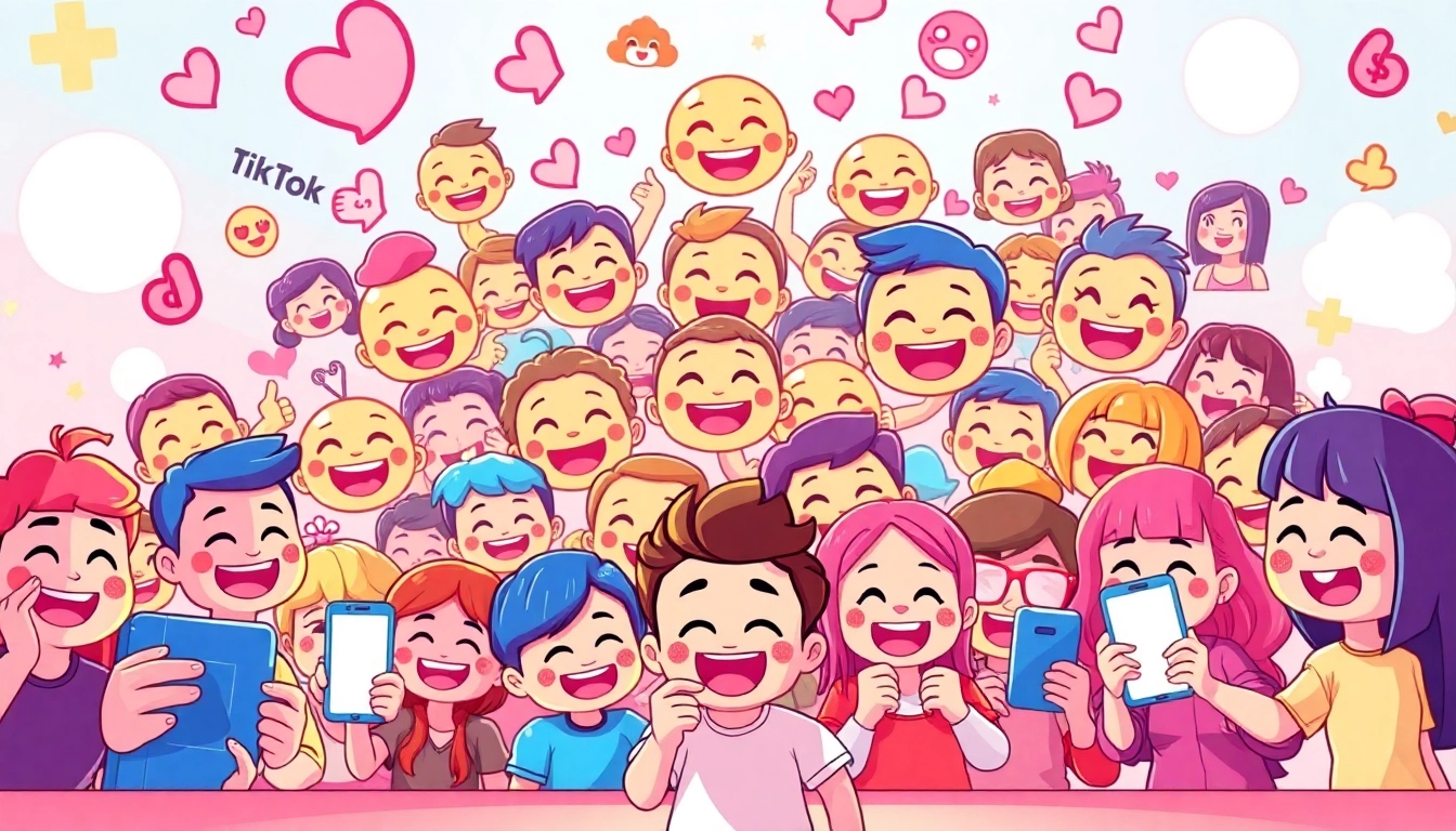 Engaging scene with TikTok emojis showcasing emotions and creative interaction among animated characters.