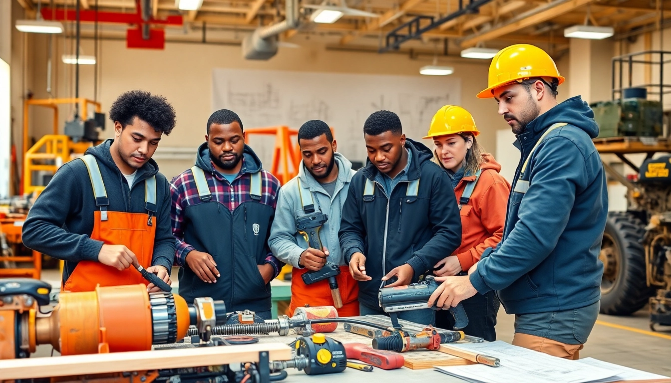Engaging scene of construction apprenticeship training showcasing hands-on skills and teamwork.
