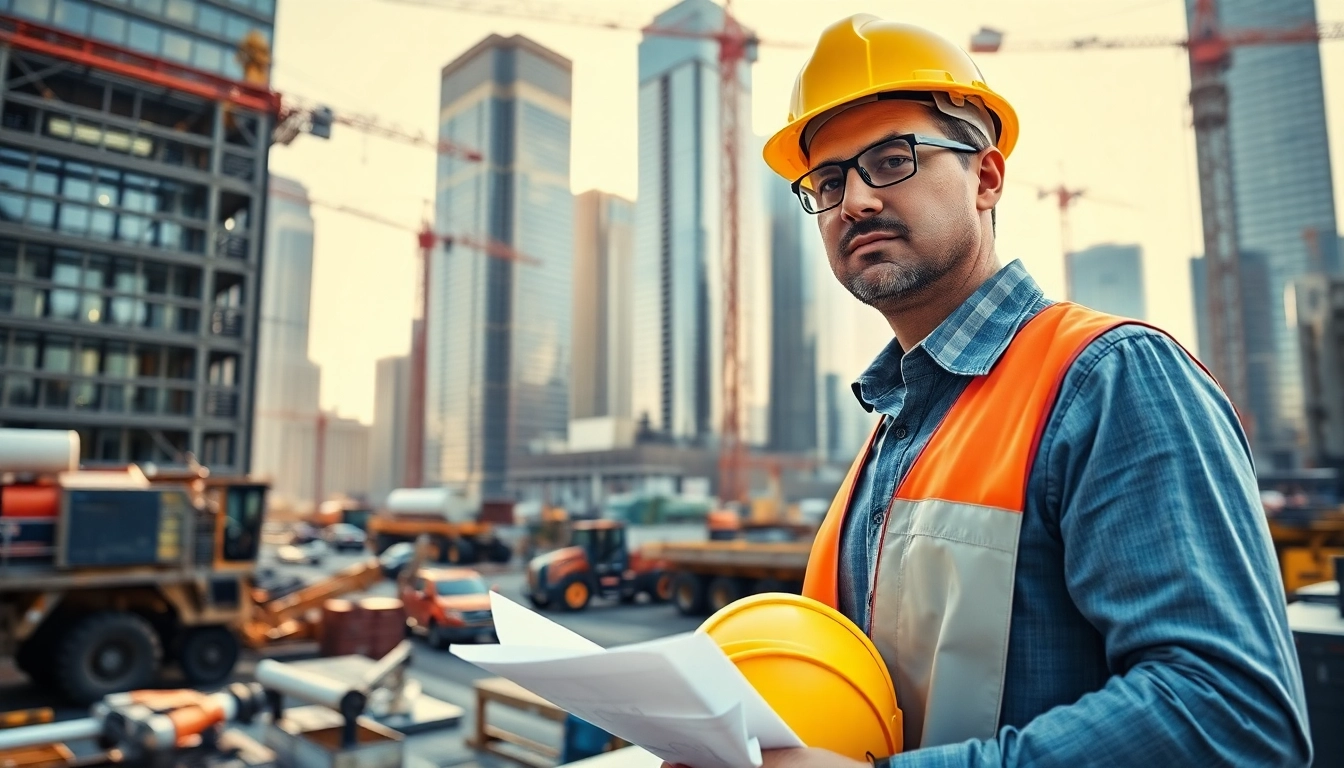 New York Construction Manager supervising a busy construction site in NYC.