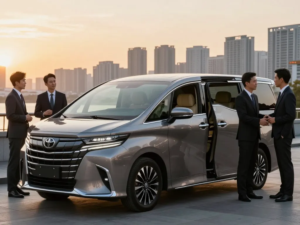 Trải nghiệm cho thuê xe Toyota Alphard sang trọng trong không gian sống động, nhấn mạnh sự sang trọng và thoải mái.