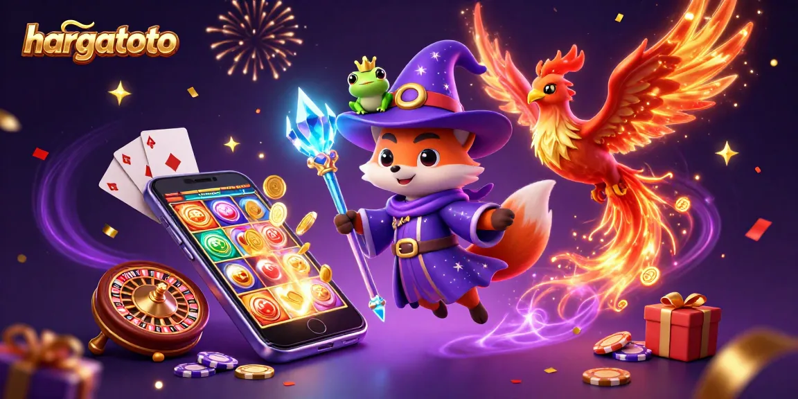Experience the vibrant and exciting world of hargatoto's slot adventures with this enchanting illustration.