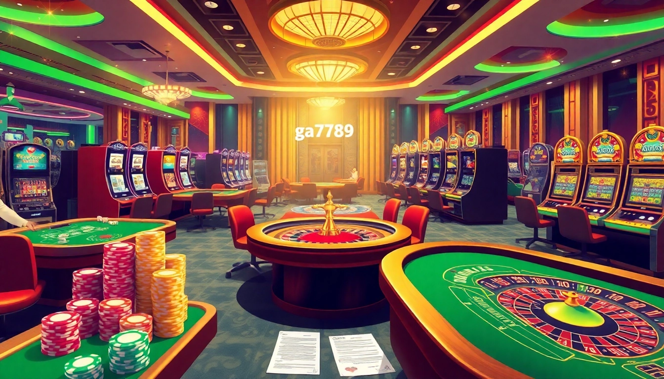 Players engaging in thrilling games at ga6789 online casino with vibrant tables and colorful chips.