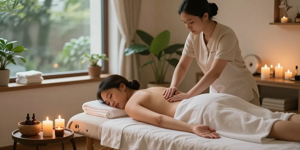 Relaxing Swedish massage session in a serene environment with soothing elements and soft lighting.