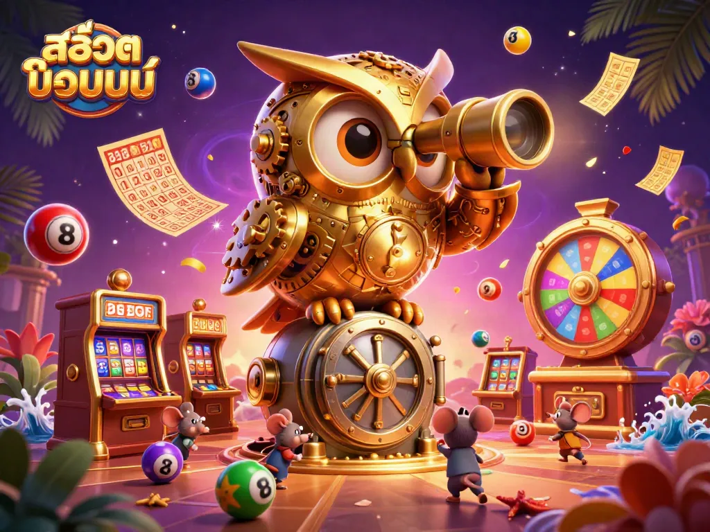 หมุนสล็อตออนไลน์สุดตื่นเต้นกับภาพกราฟิก 3D ของนกฮูกทองคำและเกมสล็อต