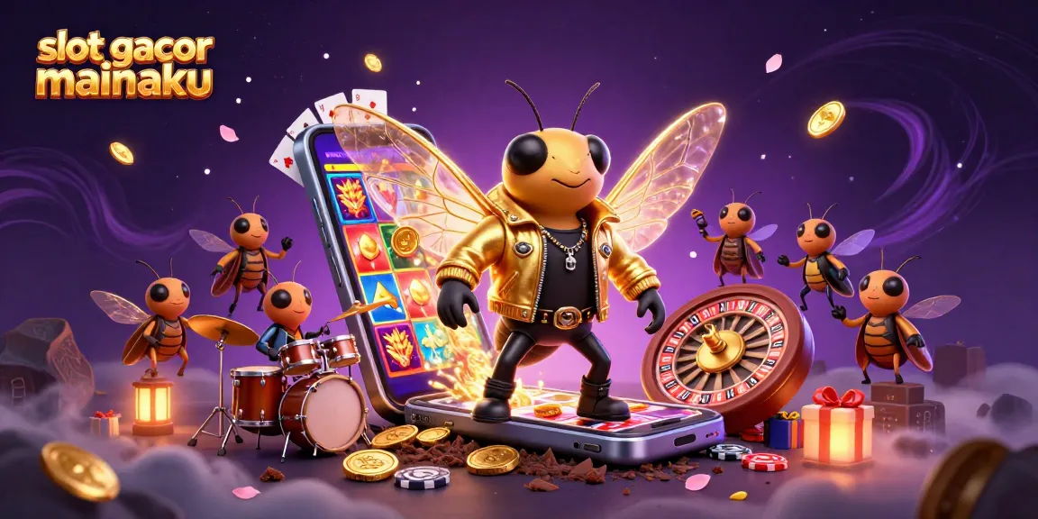Gambar menarik slot gacor mainaku dengan cicada rock star dan elemen slot.