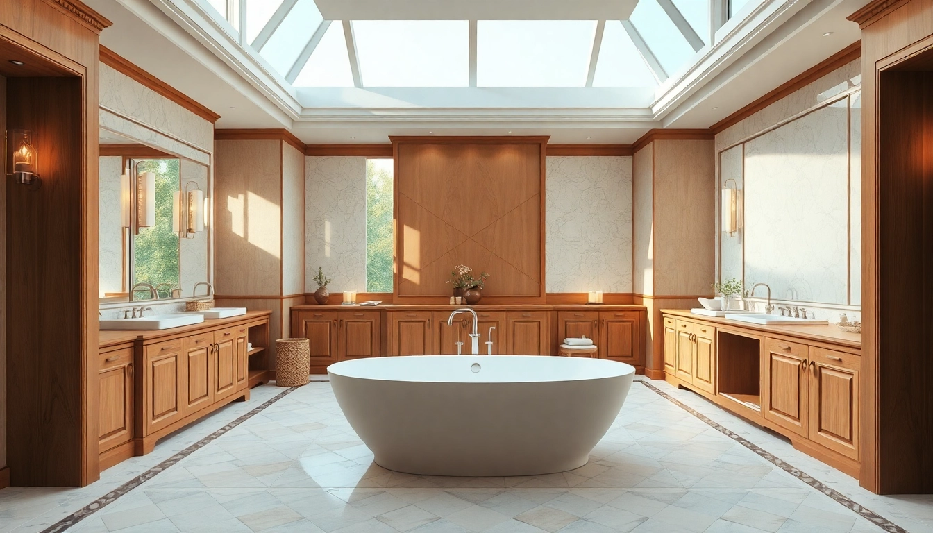 Transform your space with elegant bathrooms featuring a luxurious freestanding tub and sophisticated decor.