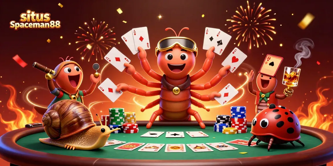 Join the fun at situs spaceman88 with this lively casino scene featuring a creative millipede dealer!