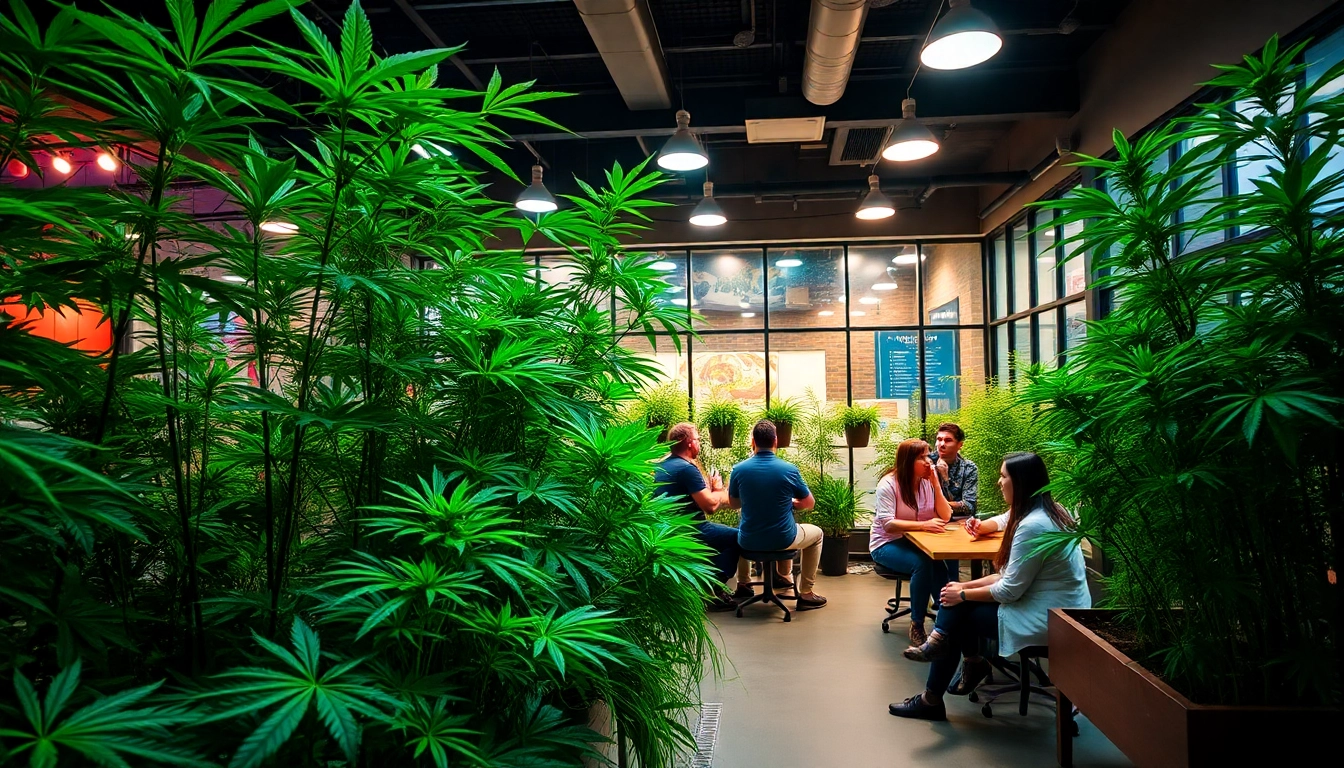 Die bluetenbande zeigt eine einladende Umgebungsaufnahme eines Cannabis Social Club.