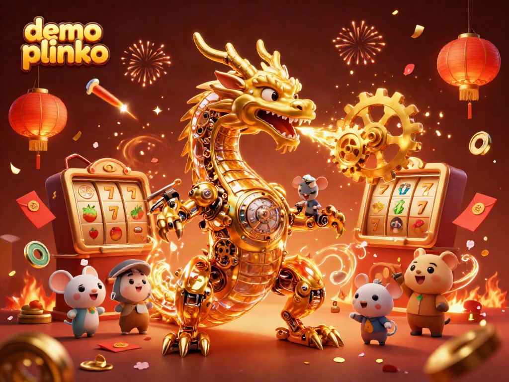 Experience the excitement of demo plinko with a stunning 3D casino scene featuring a golden dragon.