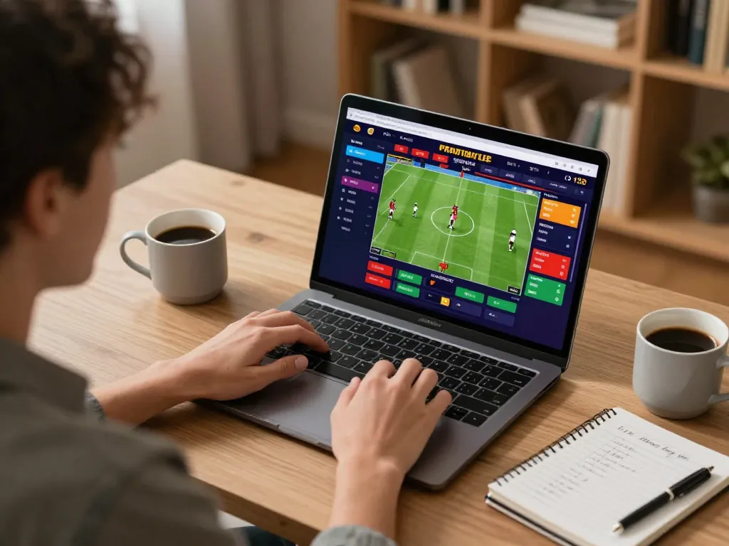 g28 user placing live bets on a laptop at home, showcasing betting excitement and strategic planning.