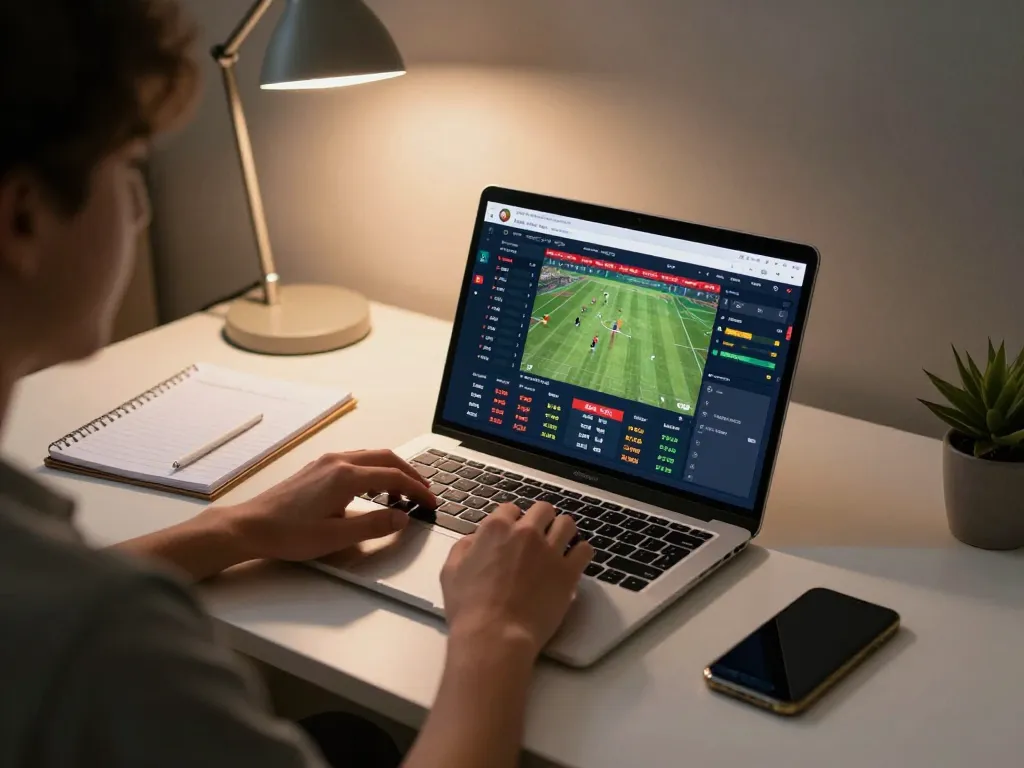 Soi keo nha cai for online betting displayed on laptop screen in a cozy home setting.