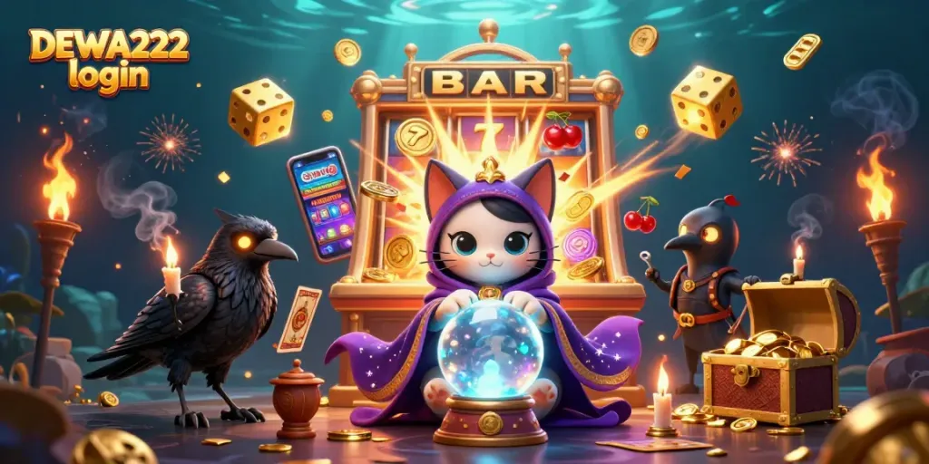 Experience thrilling gameplay with DEWA222 login in a vibrant online casino scene bursting with excitement.