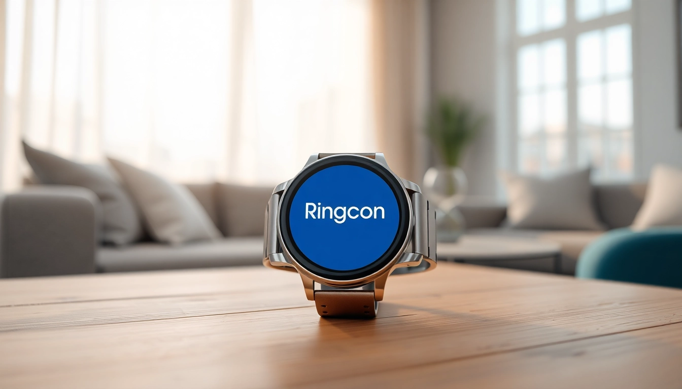 Ringconn smartwatch highlighting its innovative features on a modern table.