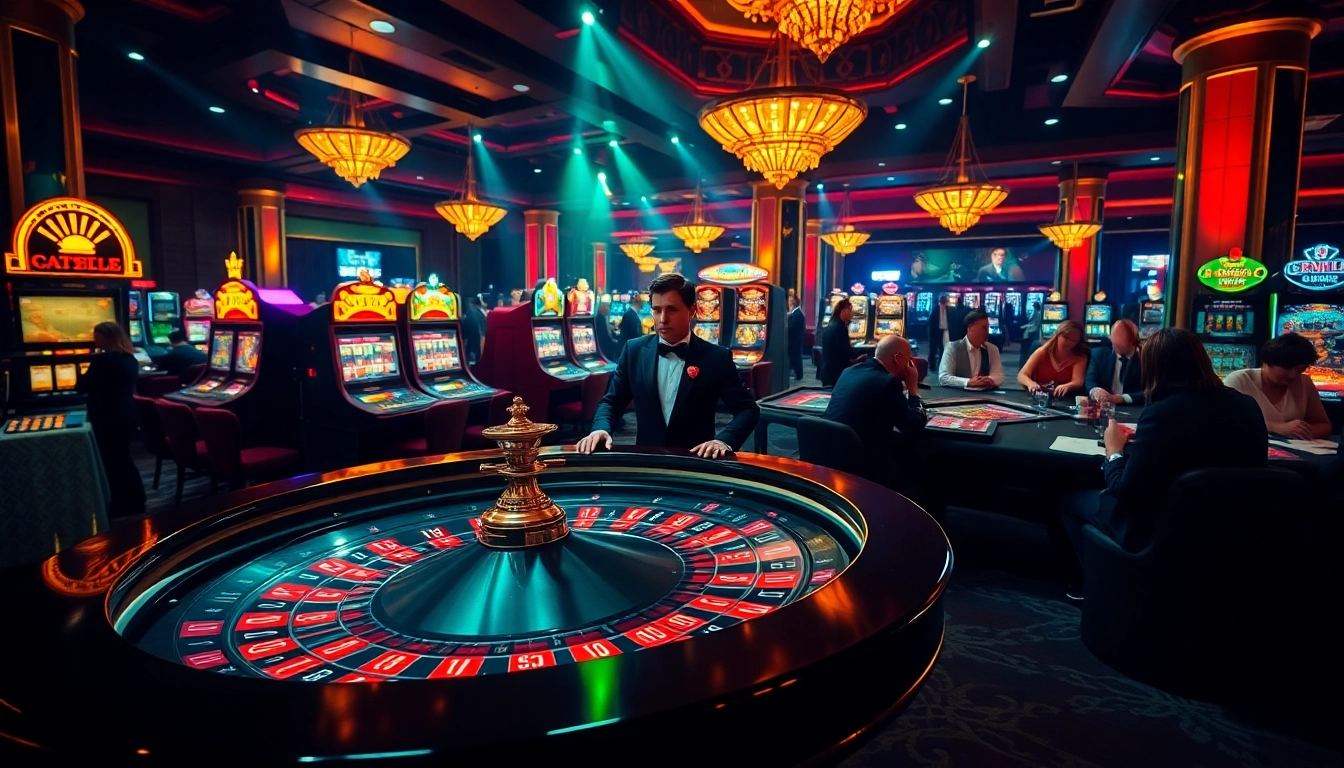 KPI4D reveals a thrilling casino atmosphere with vibrant roulette tables and excited gamblers.