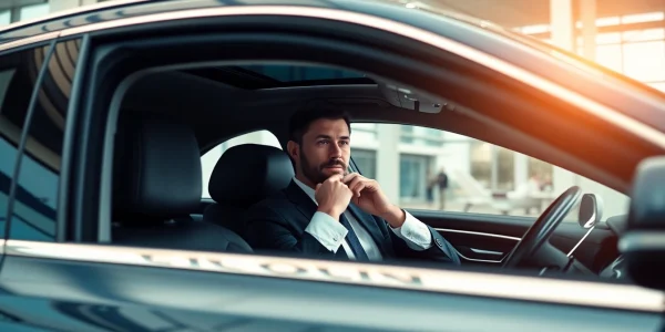 Experience premium Chauffeur Services Nottingham with a professional in a luxury car at the airport.