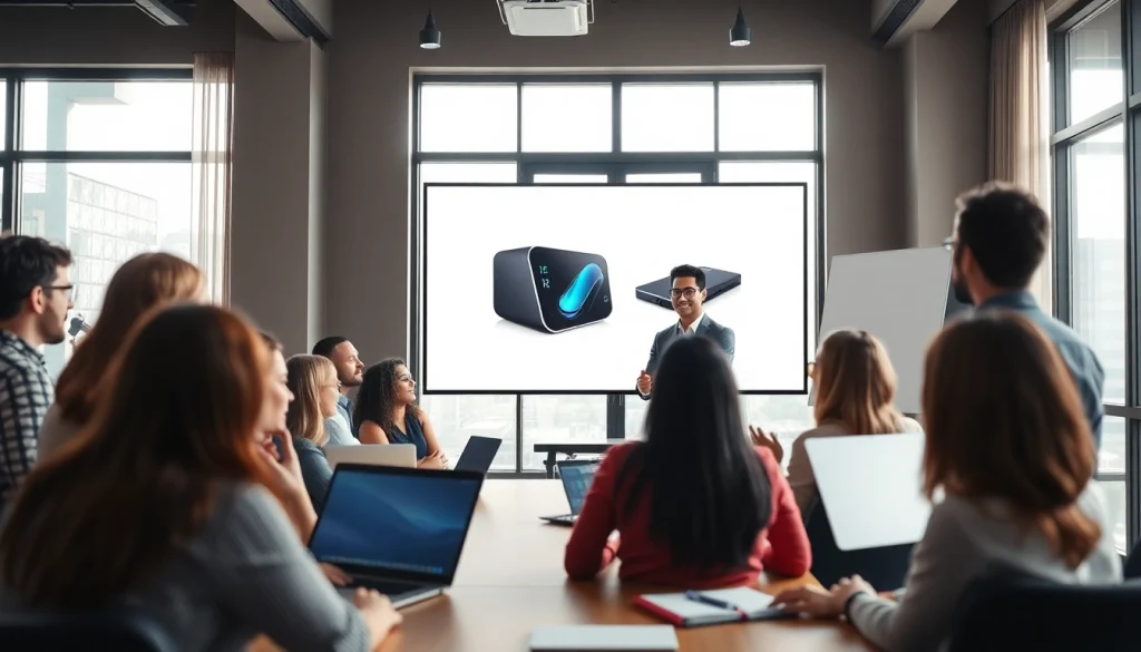 Showcasing engaging product demonstrations with a presenter in action.