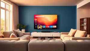 Engaging living room scene showcasing iron IPTV options on a smart TV.