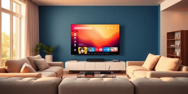 Engaging living room scene showcasing iron IPTV options on a smart TV.