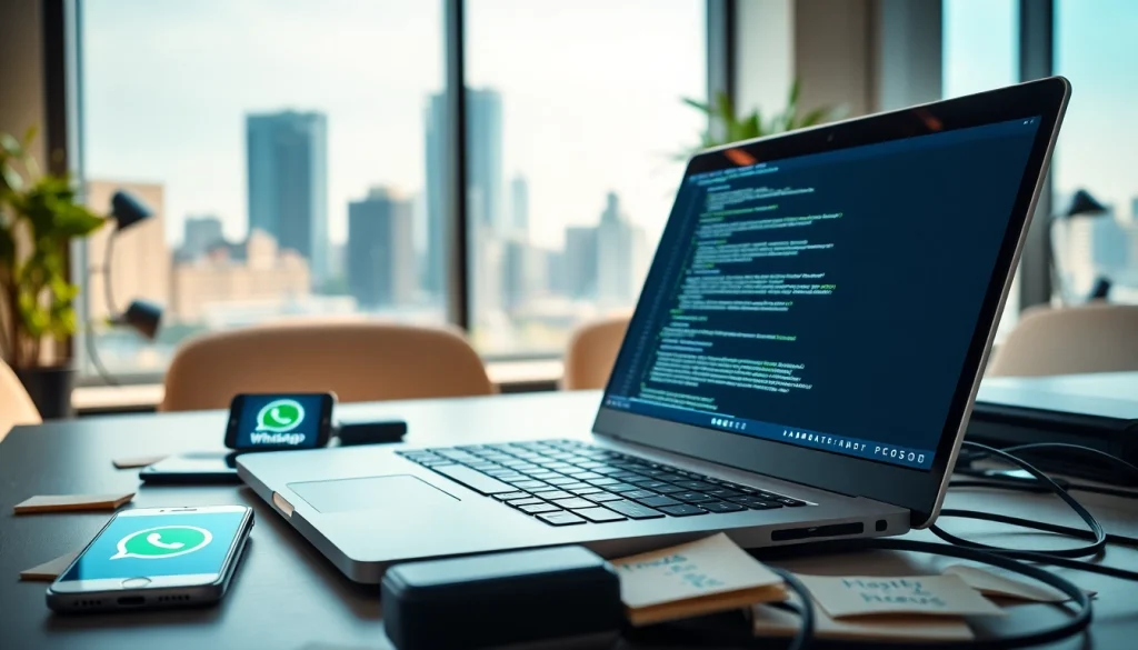 Developing WhatsApp API solutions with ultramsg in a modern office environment.