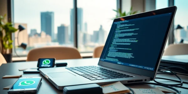 Developing WhatsApp API solutions with ultramsg in a modern office environment.