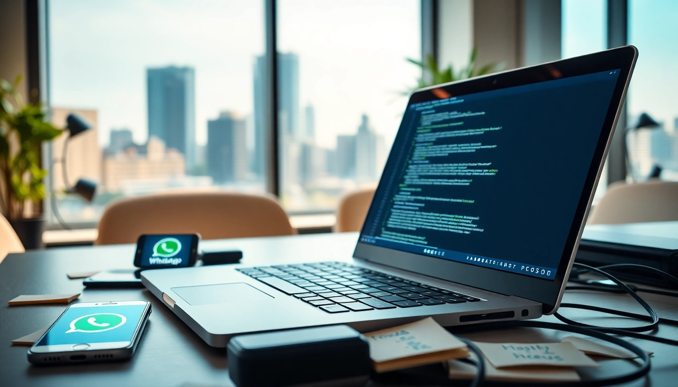 Developing WhatsApp API solutions with ultramsg in a modern office environment.