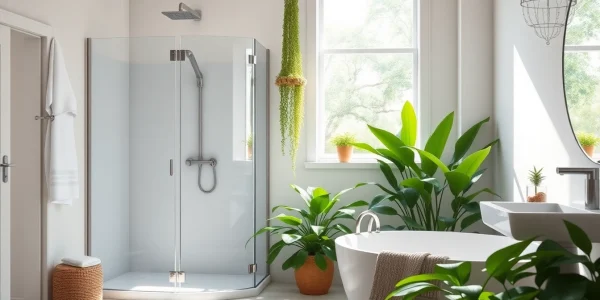 Admiring the elegant designs at sunny showers france in a modern bathroom setting.