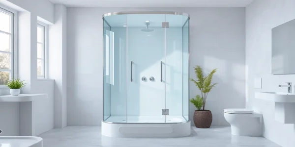 Erleben Sie die sonni Duschkabine in einem eleganten Badezimmer-Design mit stilvollen Details.